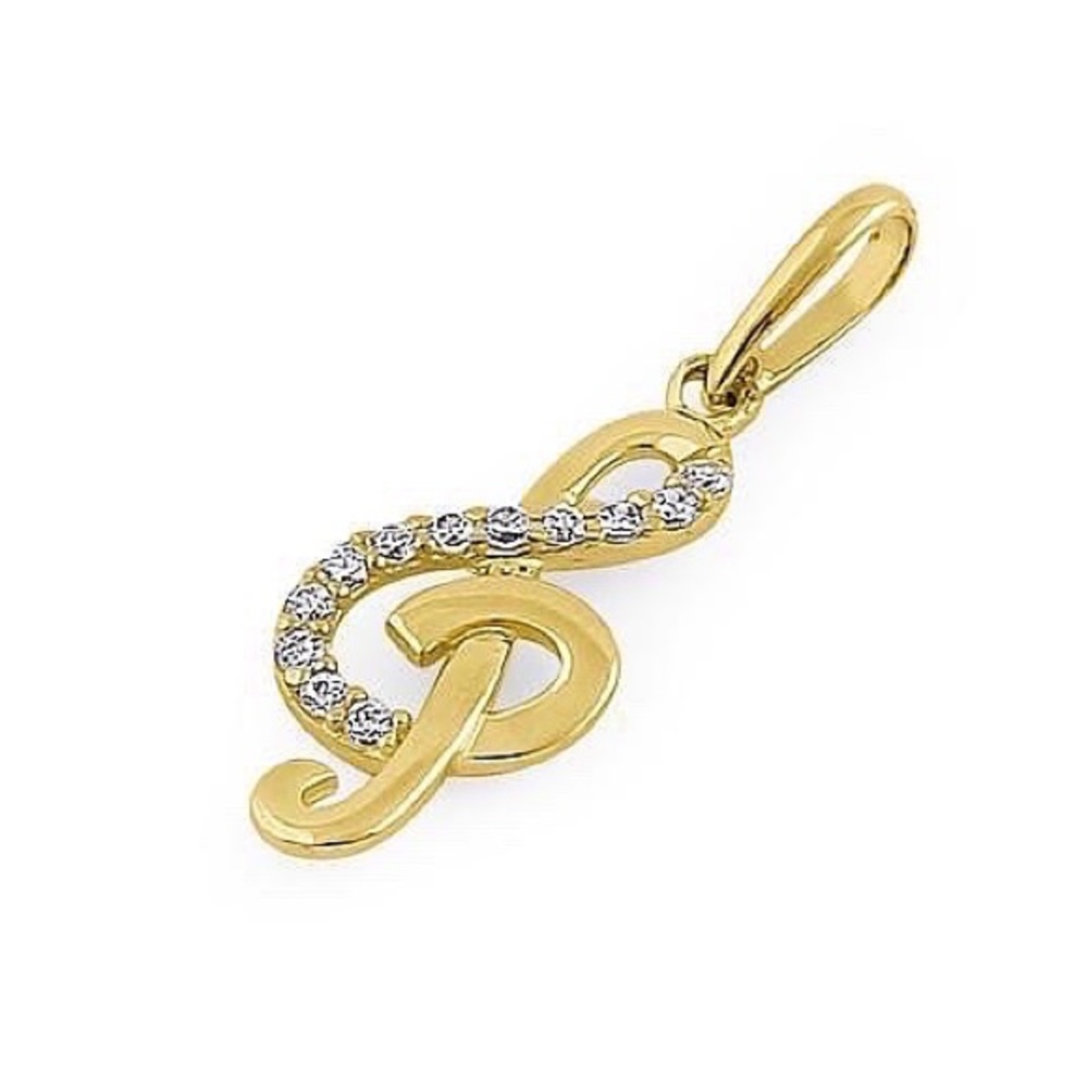 Solid 14K Yellow Gold ✨ Music Note 🎼 CZ Pendant LuxFashionGalleria.com ✨🛍🏬💫